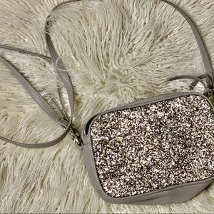 Grey/Silver Sequin Cross Body w/adjustable strap